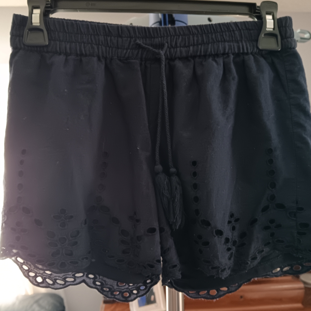 Imperial Star High Waist Navy Eyelet Shorts
